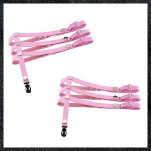 Light Pink Triple Strap Studded Leather Leg Thigh Garter Harness Pair Set